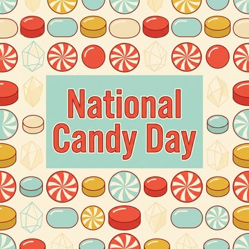 Retro Modern Candy Pattern Poster for National Candy Day