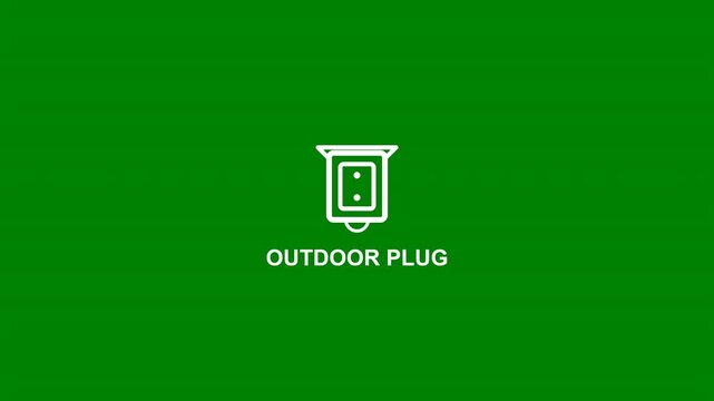 Outdoor electrical plug line icon animation with waterproof socket overlay