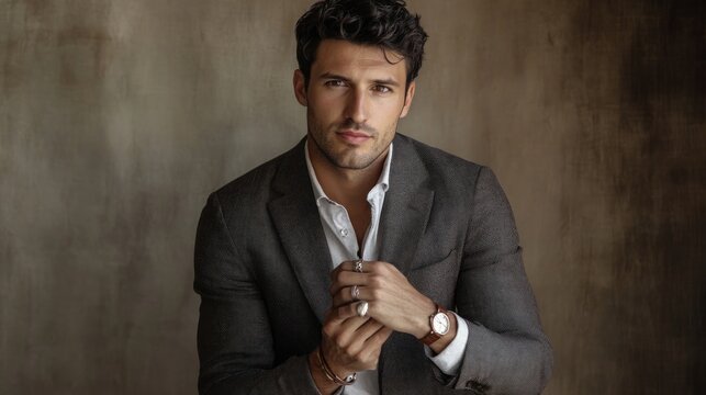 Stylish man in formal wear posing for portrait