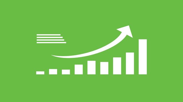 Business Growth Chart and Rising Arrow Animation on Green Screen   