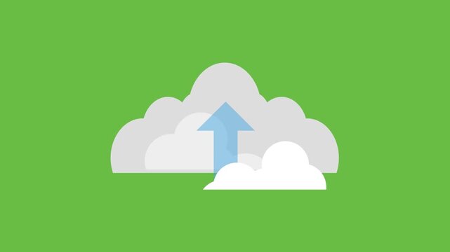 Cloud Data Upload Animation on Green Screen