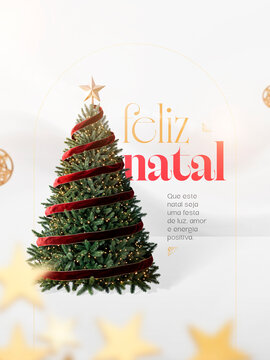 Feliz Natal Fita Vermelha Post Card Insta Template Banner