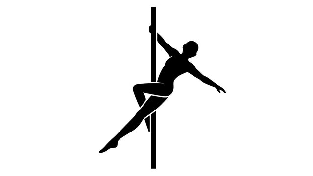 Woman Pole Dancing Athletic Pose Silhouette