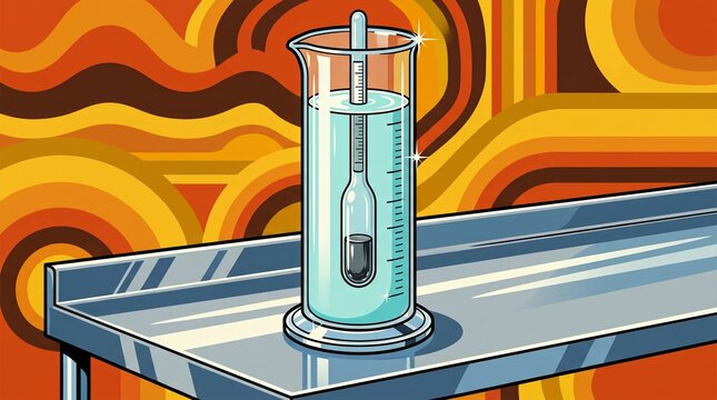 Scientific Glass Hydrometer Measuring Liquid Specific Gravity in Graduated Cylinder