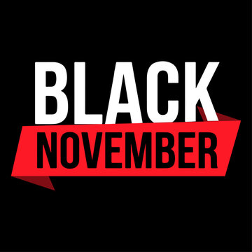 Black November typography background, modern retail sale discount banner, black friday month promotion poster, social media post text template, best deal cover design