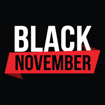 Black November typography background, modern retail sale discount banner, black friday month promotion poster, social media post text template, best deal cover design