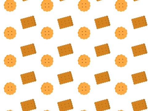 Biscuit seamless pattern. Sweet cookies seamless pattern. Biscuit pattern background. Cookie pattern background. Crackers repeat illustration