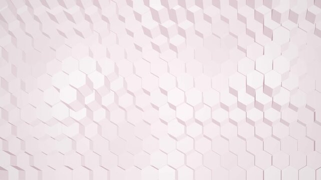 Abstract white geometric hexagons creating a smooth undulating wave pattern in bright minimalist light for modern clean background design