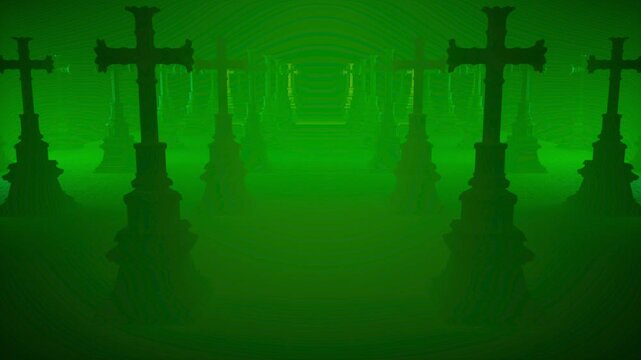 Stone Cross Rows with Changing Colored Light