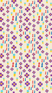 Medical Icons Pattern with Crosses, Test Tubes, and Thermometers