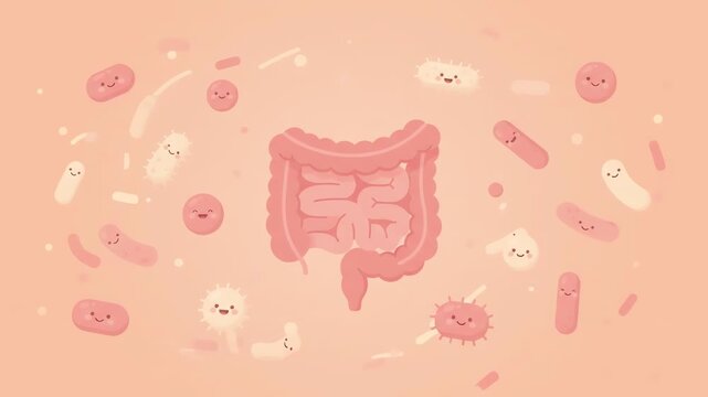 Gut Microbiome Flat Illustration Seamless Loop