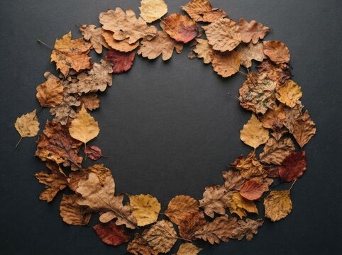 Dried autumn flowers forming a heart shape