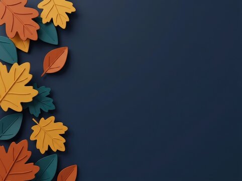Colorful autumn leaves on dark background