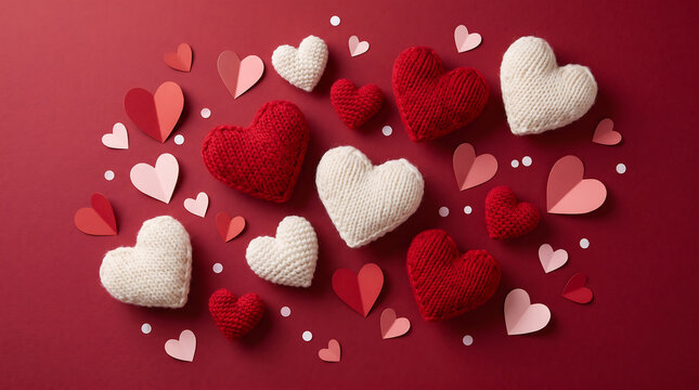 A romantic valentine's day collection hearts love and affection on a crimson background