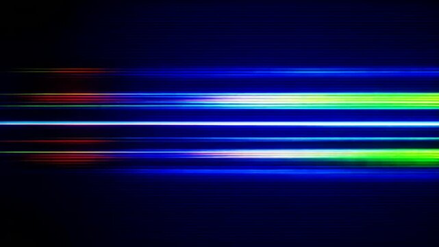 光の帯が水平方向に素早くずれるグリッチエフェクト