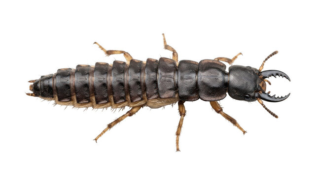 Larva of a glowworm lampyris noctiluca isolated on transparent background