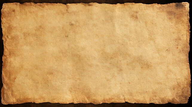 Vintage aged paper texture with rough edges isolated on a dark background. Perfect for historical documents and antique design concepts.
