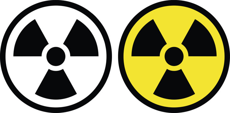 Radioactive Warning Symbols in Black and White and Yellow Circular Designs