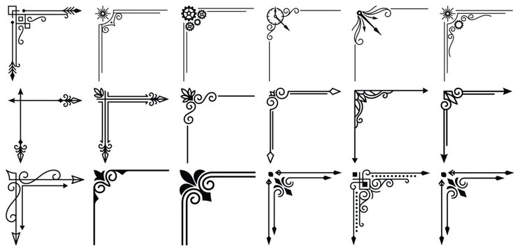 Decorative corner flourishes set with vintage clockwork gear and floral elements.