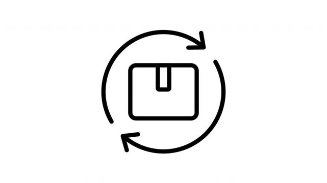 Animated circular arrows package return icon logistics shipping delivery icon retail order.