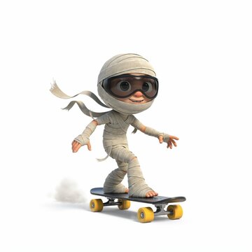 Cute mummy boy on skateboard