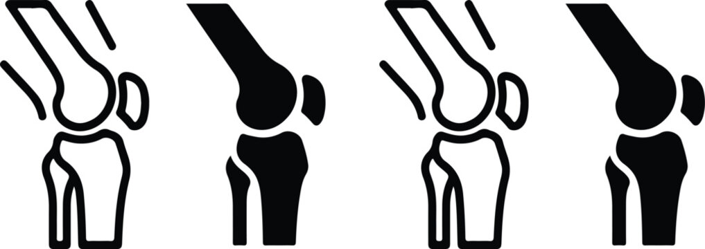 human knee joint four icon set vector eps 10