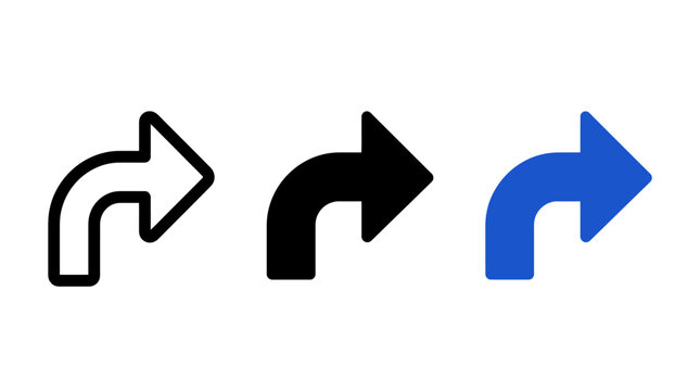 Right turn arrow graphics for navigational design purposes with navigation