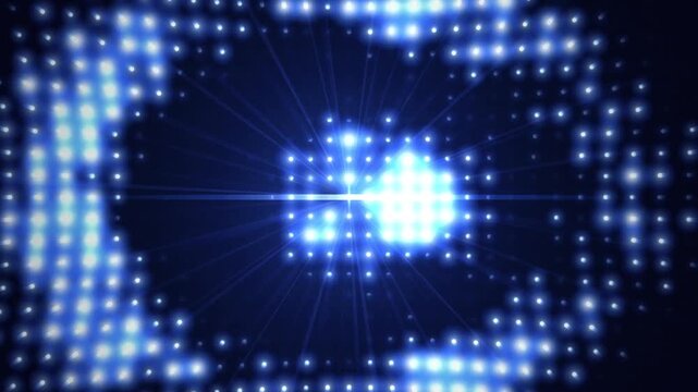 Blue led lights flickering in abstract circular pattern for dynamic stage background.