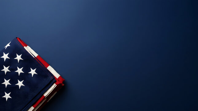 American flag corner with stars and stripes against a dark navy blue background