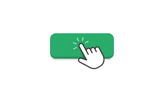 Green Click Button with Pointer Hand