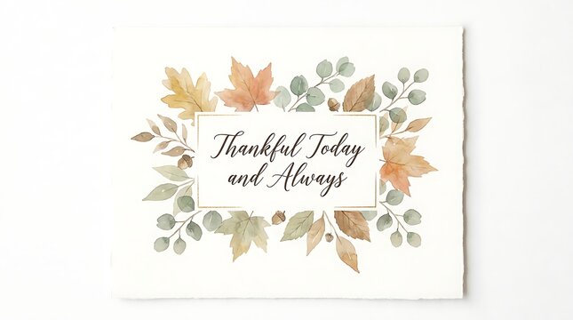 Thankful Today and Always Card with Autumn Leaves