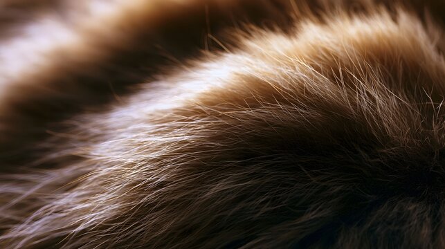 Close up of warm  textured animal fur with soft highlights and natural depth of field  emphasizing fine strands and organic detail