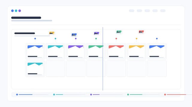 Digital Dashboard Interface Displaying Content Cards and Management Tools in Professional Business Software Application