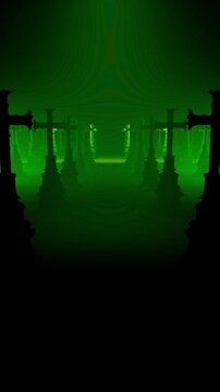 Stone Cross Rows in Green and Yellow Light Vertical