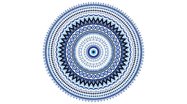 Evil Eye Mandala Vector Design - Intricate Greek  Protection Amulet Pattern