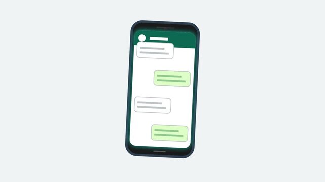 Modern Smartphone with Chat Message Bubbles Communication Concept Animation