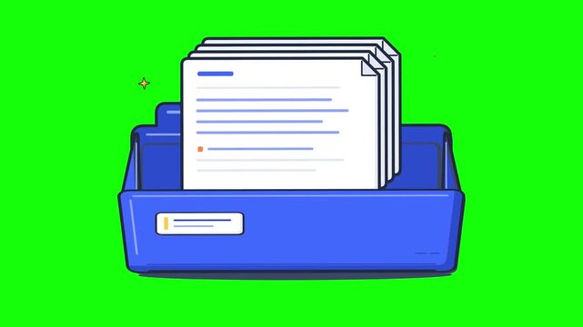 Animated Document Folder on Green Screen