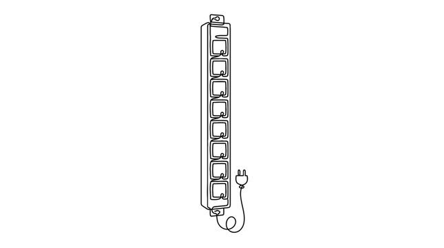 One line drawing of PDU power distribution unit with plug