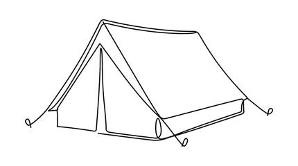 Canvas wedge tent continuous line drawing vector illustration © Akhsan