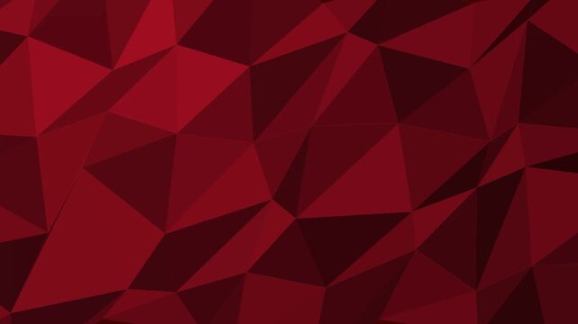 Dynamic red low poly geometric background featuring shifting polygonal facets and subtle modern motion patterns