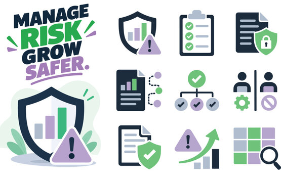 Business Risk Management and Compliance Vector Icon Set