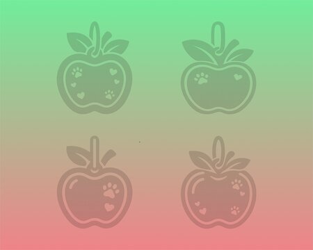 Cute apple fruit keychain and pet tag vector templates set with paw prints and leaves
Apple shaped charm pendant cut file collection for laser cutting acrylic wood and Cricut
Laser cut apple pet col