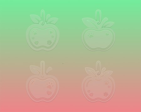 Cute apple fruit keychain and pet tag vector templates set with paw prints and leaves
Apple shaped charm pendant cut file collection for laser cutting acrylic wood and Cricut
Laser cut apple pet col