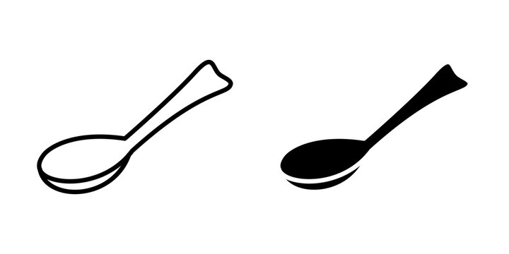 Spoon icon flat outline in black