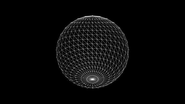 Abstract Minimalist 3D Scientific Wireframe Sphere Seamless Loop