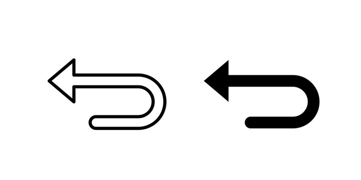 Undo icon flat outline in black