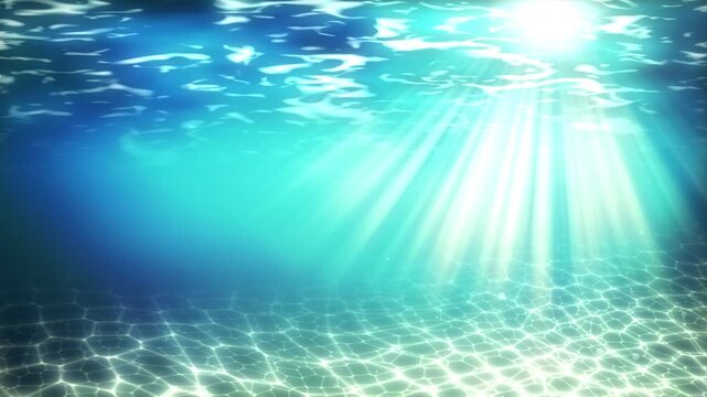 Golden Hour Underwater Sunlight Warm Rays on Seabed, Sunset Ocean Loop 4K