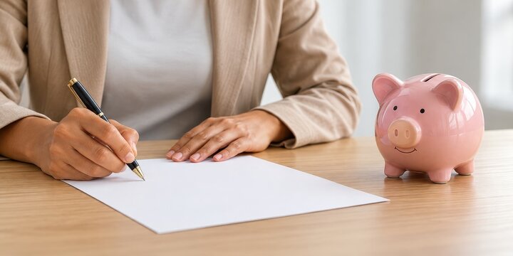 borrower completes a microfinance form at a desk