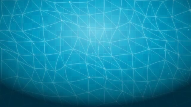 Abstract blue water surface background with a digital geometric mesh overlay pattern