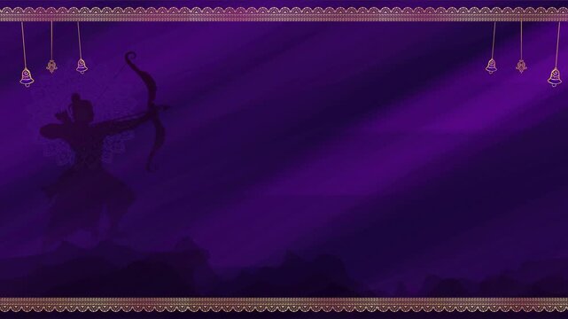 Dussehra Festival Background With Lord Rama And Ravana Silhouettes In Purple